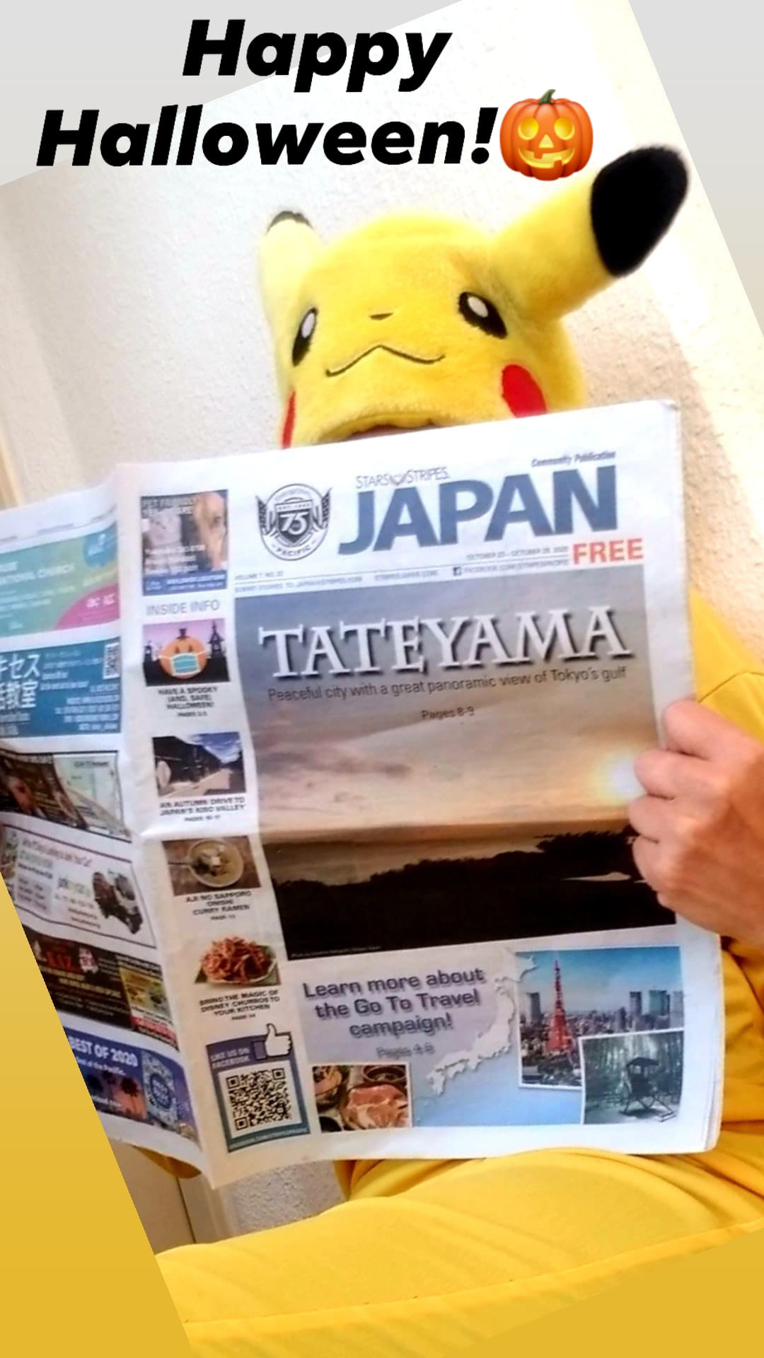 Pikachu reads Stripes Japan
