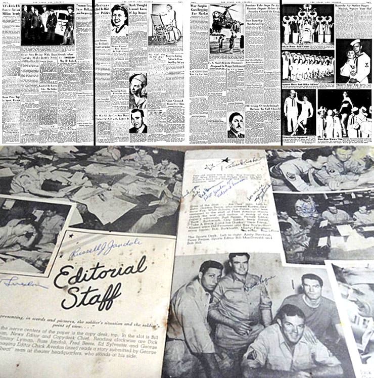 photo collage of signed year book and newspaper pages