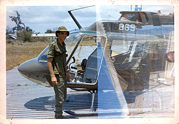 Soldier with chopper in Vietnam