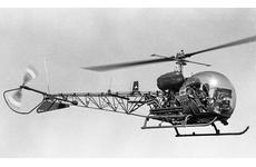 An H-13 helicopter at Bong Son, South Vietnam, in February, 1966.