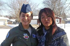 Air Force veteran Isabelle Hyon DuCharme poses with her mother, Hyon Chu, in January 2017.
