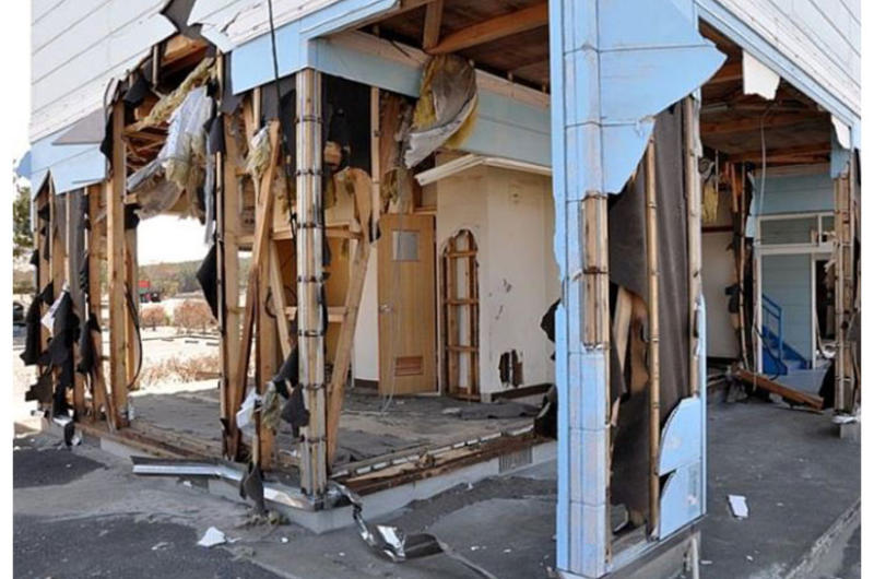 A huge tsunami gutted this seaside building in the Misawa City port on March 11 after a massive earthquake rocked the region.