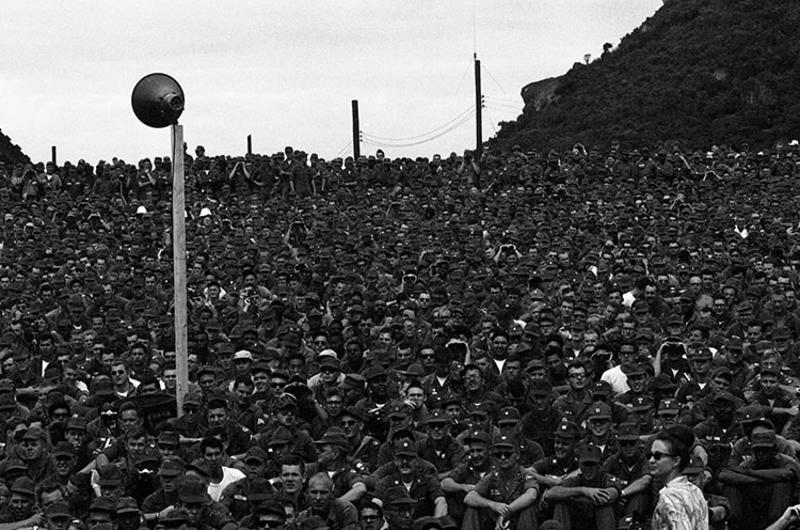 Thousands of soldiers attending the Bob Hope Show at Cam Ranh Bay.