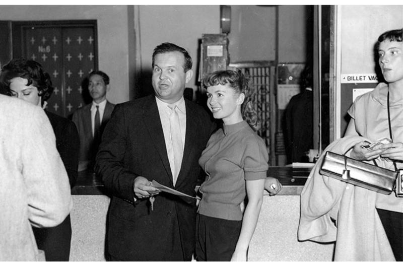 Actress Debbie Reynolds and disc jockey Johhny Grant at Haneda Airport.