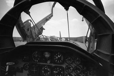 The inside of a cockpit of a Republic of South Vietnam air force's F5 "Falcon" at Tan Son Nhut airbase east of Saigon.