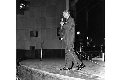 Jazz singer and pianist Nat King Cole performs at the Seoul Municipal Auditorium.